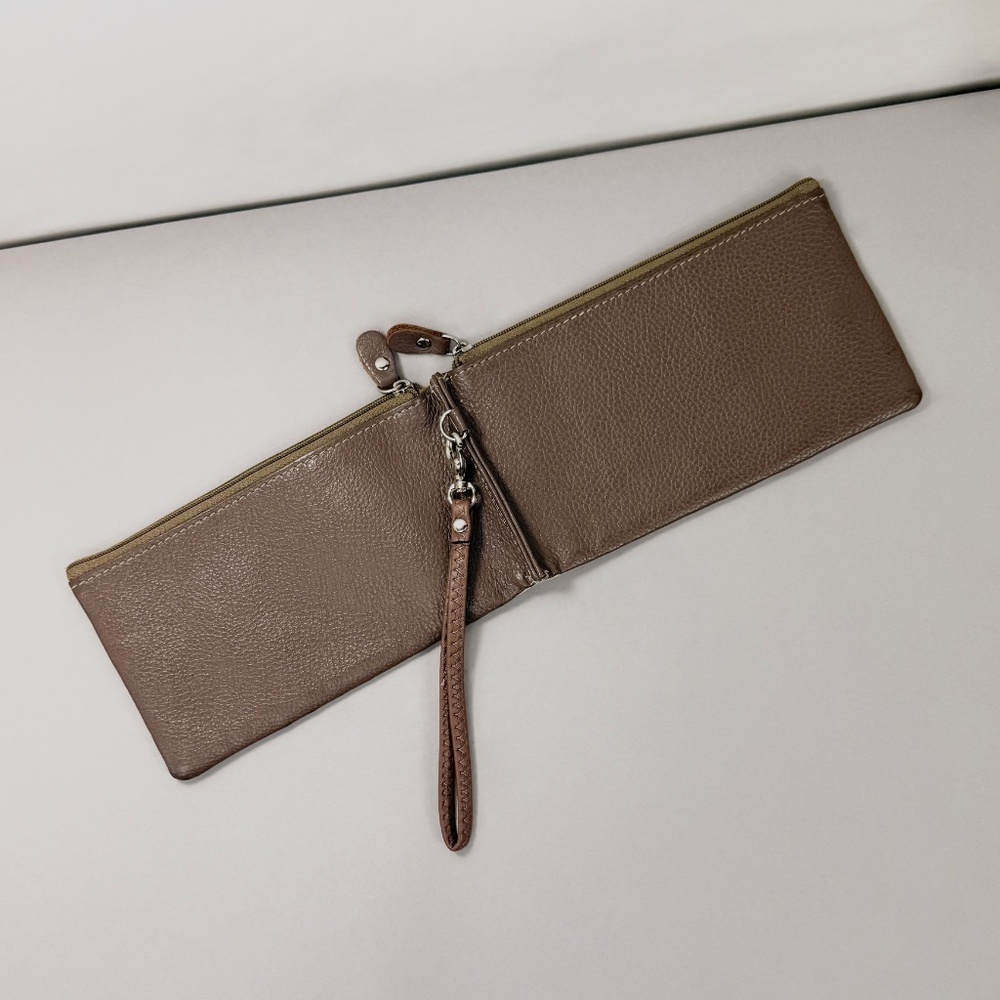 Leather Wristlet 18 Card Holder Snap Fold